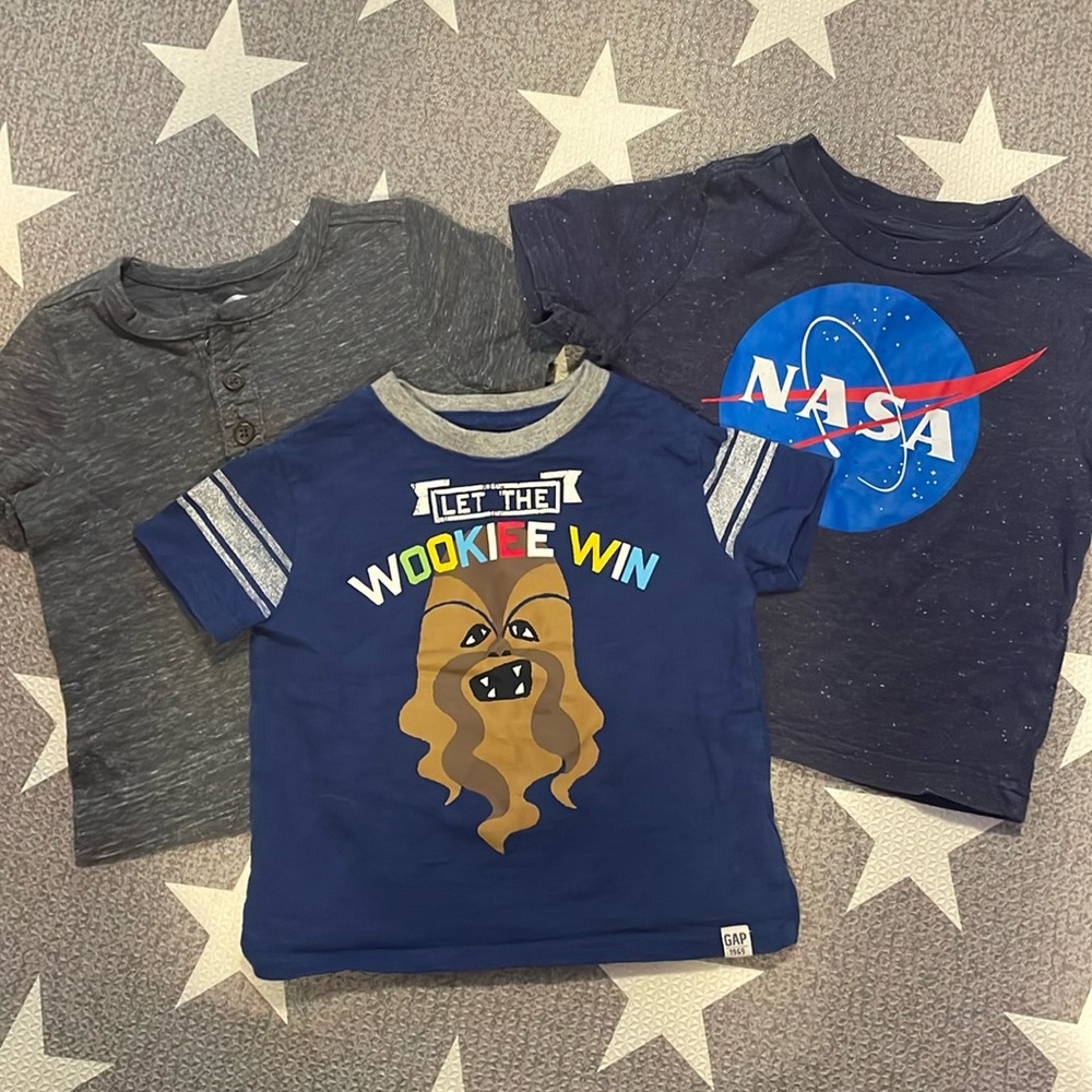 12-18, 18, and 18-24 month graphic tees. Old Navy, Baby Gap (Star Wars), NASA